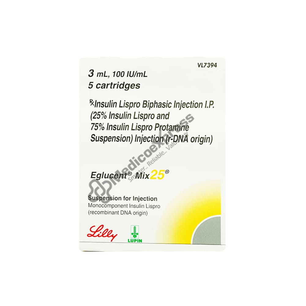 Eglucent Mix 25 100Iu Cartridge 3ml Injection